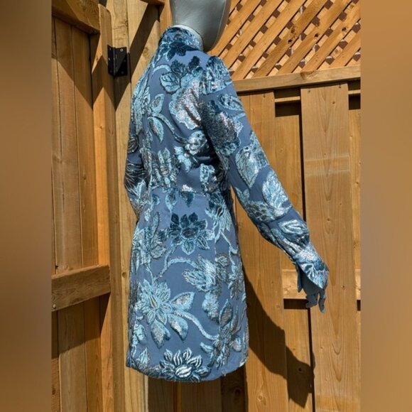 🆕 SIMKHAI 🧿 NWOT Halen Draped Velvet Mini Dress, Celestial Blue - Sz US 0 - Picture 6 of 16